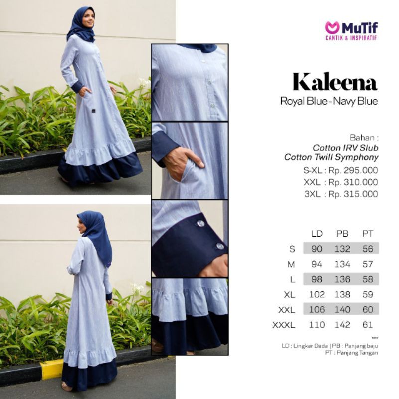 Gamis Katun Original MUTIF KALEENA Royal Blue || NEW ARRIVALE || NEW COLECTION