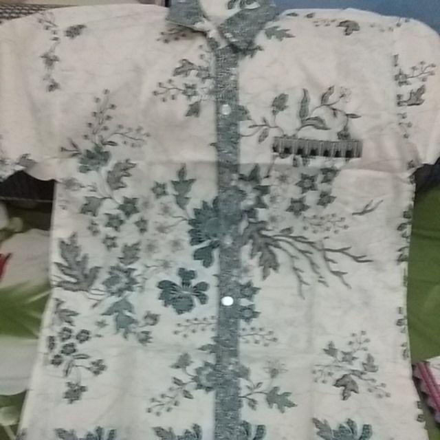 Qnunbatik Hem/kemeja Atasan Batik Anak Cowok Kd Melati Cream
