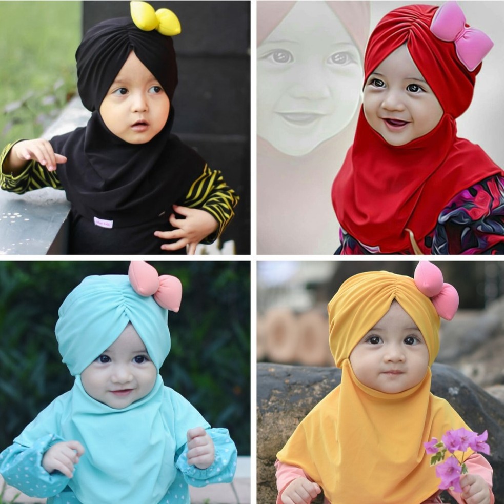 [COD]INSTANT KERUDUNG ANAK PITA DEPAN HIJAB JILBAB KHIMAR BERGO KERUT KIDS