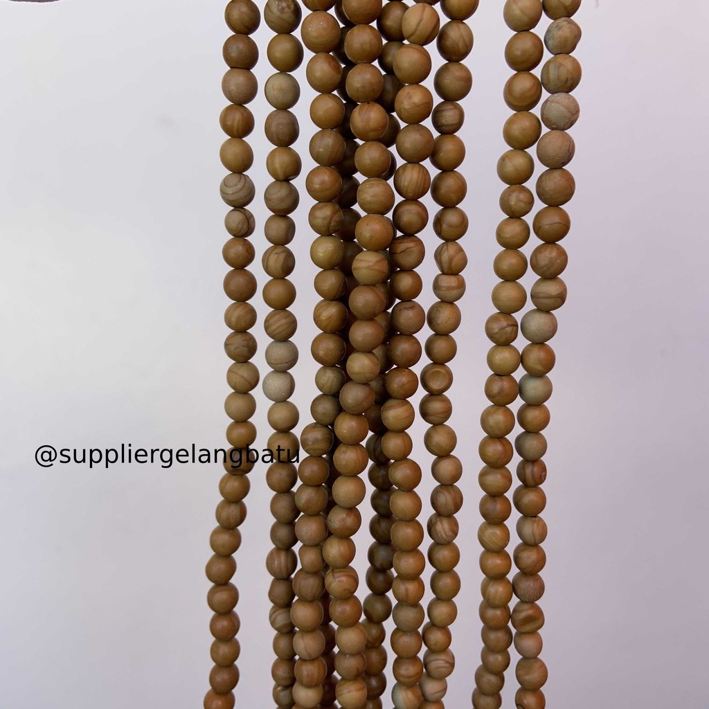 bahan yellow jasper kuning 6mm ryolit natural renceng asli batu alam