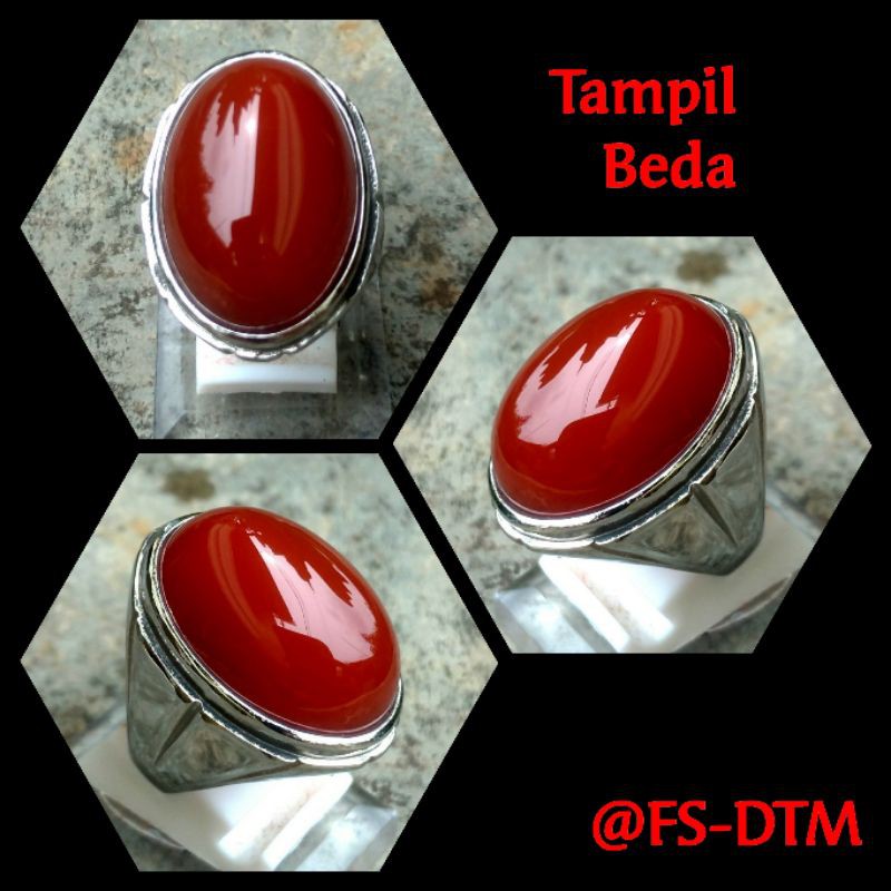 MGS Cincin Batu Natural Cempaka Madu Crystal Big Size