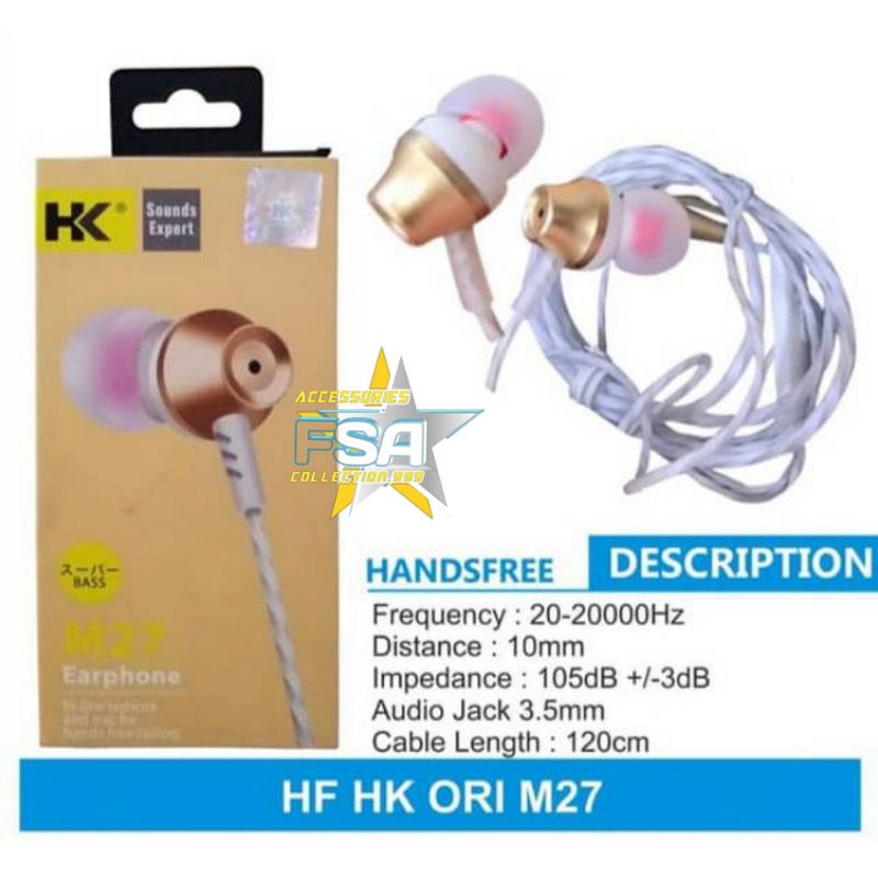 ORI! HANDSFREE HK M 27 / HEADSET BASS / EARPHONE BASS FOR ANDROID JACK 3.5MM