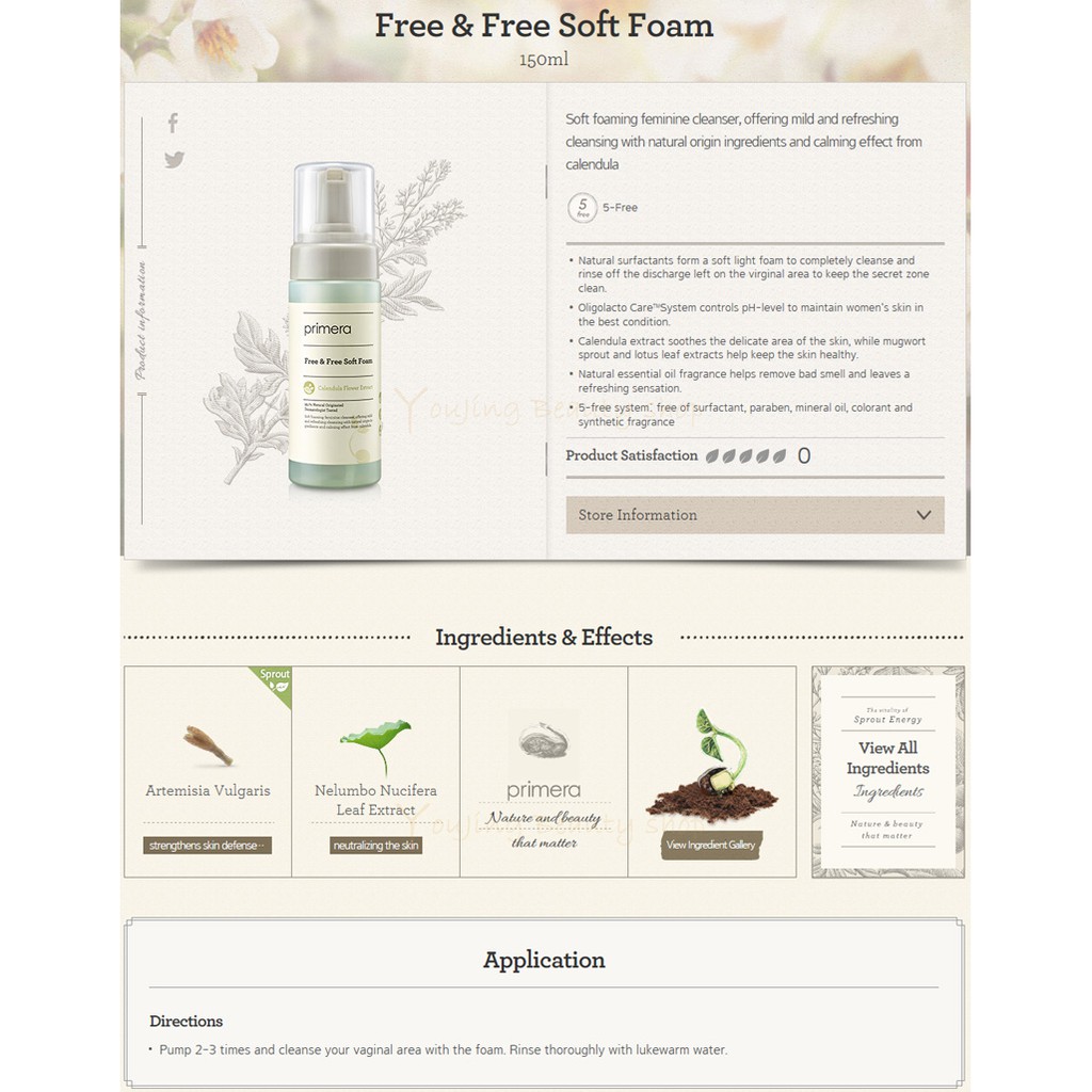 Perawatan Tubuh: [Primera] Free and Free Soft Foam Feminine Cleanser - 150ml