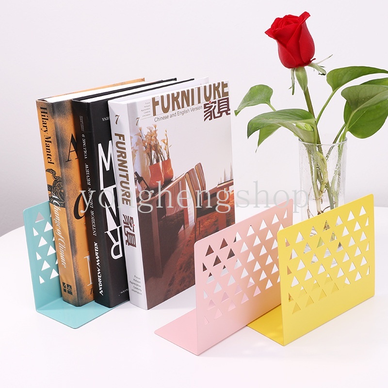 1pc Stand Holder Buku Bahan Besi Desain Hollow Gaya Nordicsimplepelajar Untuk Meja Kantor