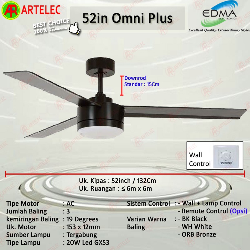 Kipas Angin Gantung MT EDMA 52in OMNI PLUS Kipas Angin Plafon kipas angin dekorasi Mt Edma
