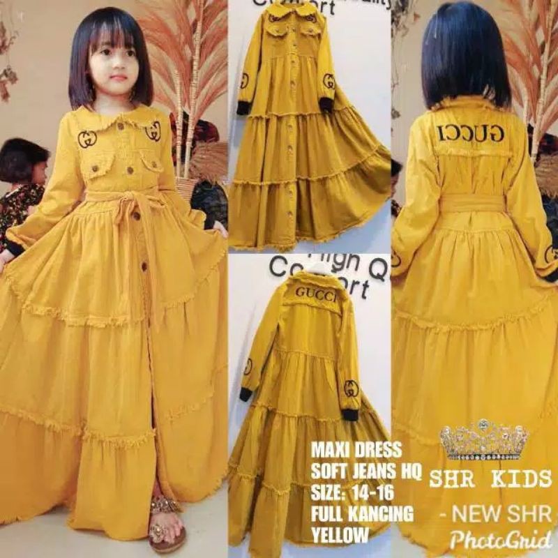 GAMIS ANAK PEREMPUAN SHR KUNING HIJAB POLOS