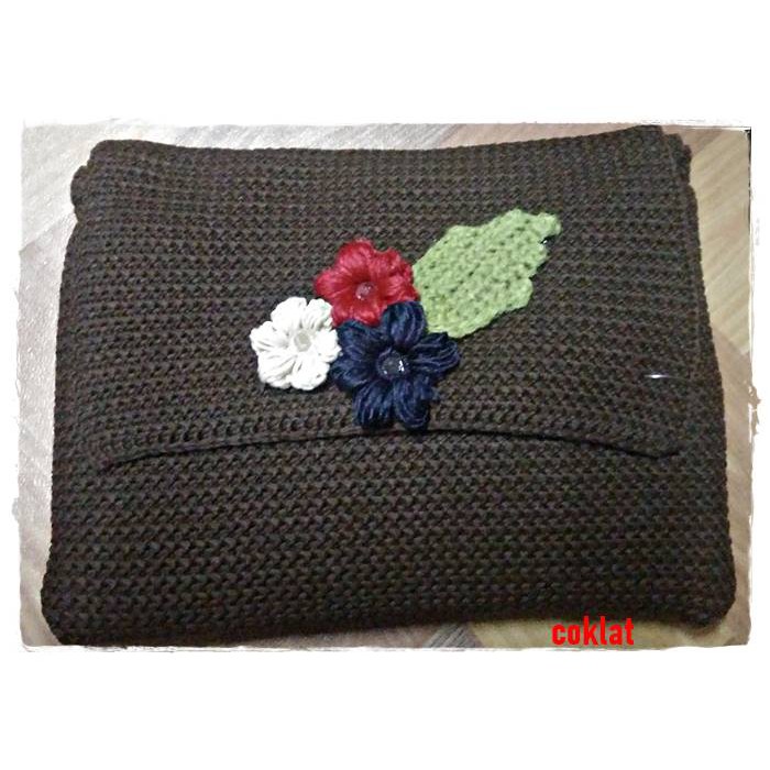 TAS SELEMPANG RAJUT BUNGA KOTAK / TAS SELEMPANG RAJUT / TAS WANITA RAJUT / TAS SELEMPANG RAJUT