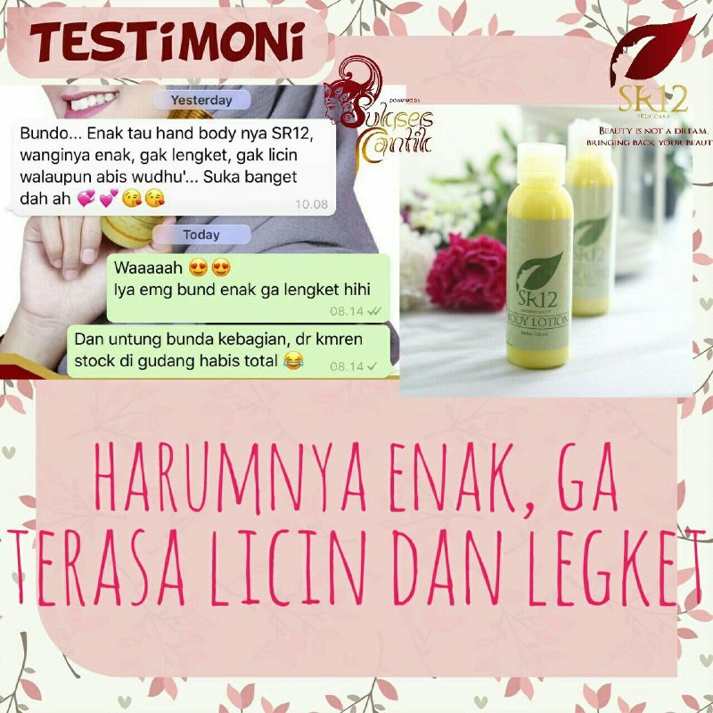 LOTION PEMUTIH KULIT CERAH LEMBUT BPOM / WHITENING BODY LOTION SR12 / LOTION PENCERAH AMAN &amp; ALAMI