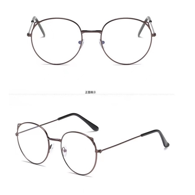 (Rowling)Impor murah Frame Kacamata Wanita dan Pria Gaya Retro Round Eyeglasses Metal Frame Kacamata Fashion-ka-6 abu-abu