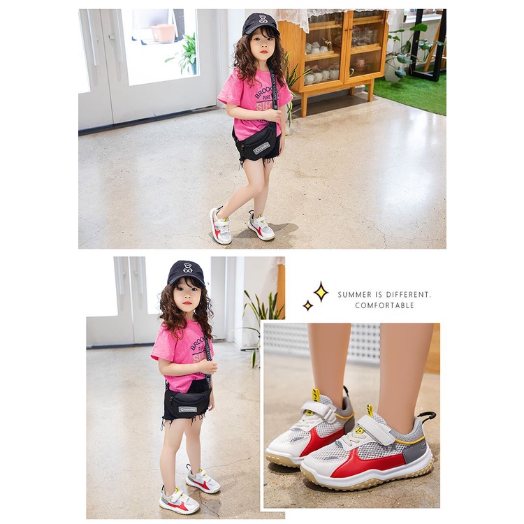 [GROSIR][COD] SEVEN_DAY SEPATU GESPER SNEAKERS ANAK-ANAK UNTUK USIA 3-9 TAHUN BOY &amp; GIRL MERAH WM2313