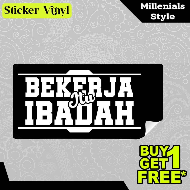 

Stiker Sticker Bekerja Itu Ibadah Gambar Unik Desain Keren dan Kekinian Aesthetic Bahan Vinyl Satuan Anti Air