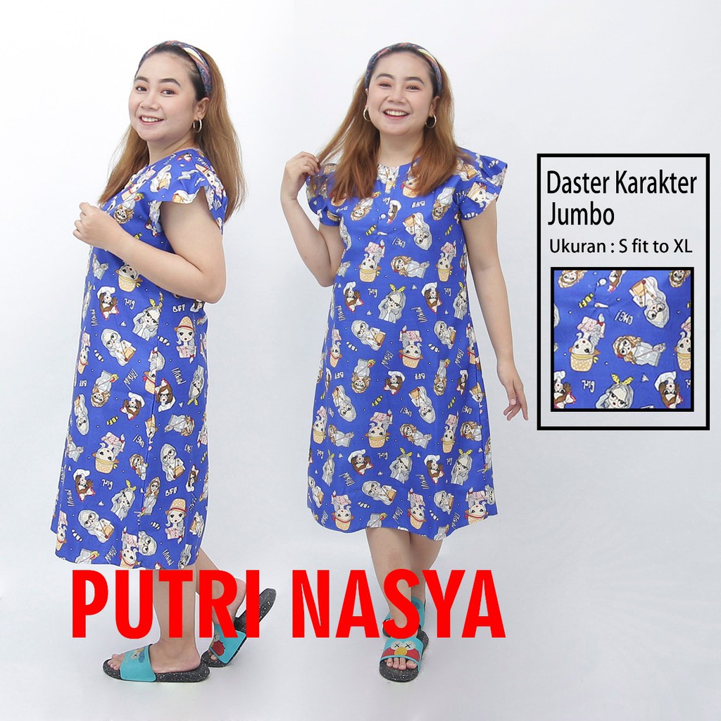 DASTER KARAKTER lengan pendek/motif campur leher BUSUI KATUN JEPANG KANCING DADA BUMIL BIASA LUCU