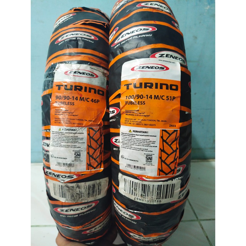 Paket ban tubeless matic ZENEOS turino 90/90 14 + 100/90.14 free pentil