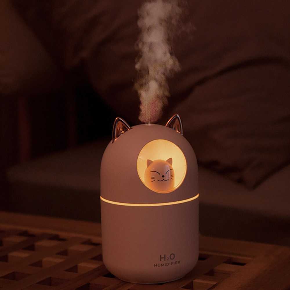 Humidifier 300ml Pelembab Udara Diffuser Bentuk Kucing Gemoy Unik Lucu Cute Cat