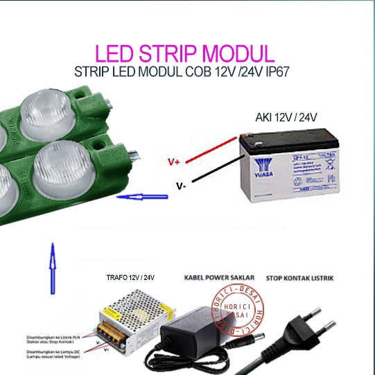 Lampu Led Modul 3 Mata Besar Dc 12V / 24V Variasi Lampu Mobil Motor Module