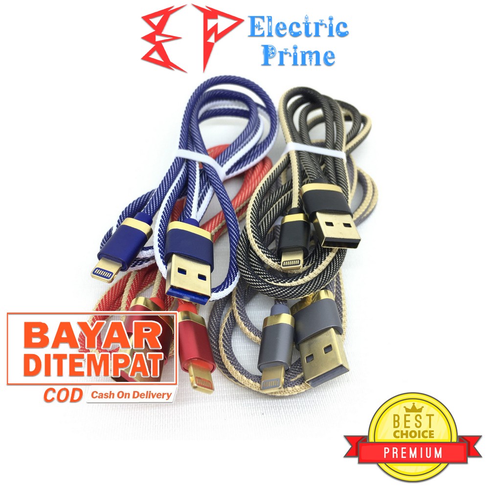 Kabel Charger Lightning USB Jeans Cable Data IOS Fast Charging 3.0 Quick Charge iPhone iPad Denim