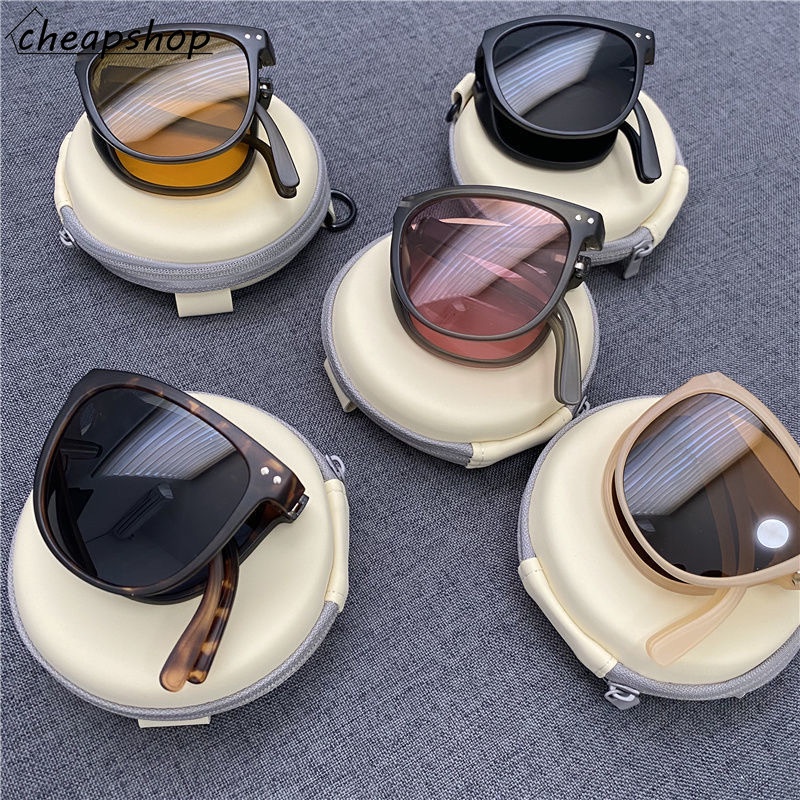 IFYOU Kacamata Hitam Polarized Model Lipat Gaya Vintage Korea Untuk Wanita