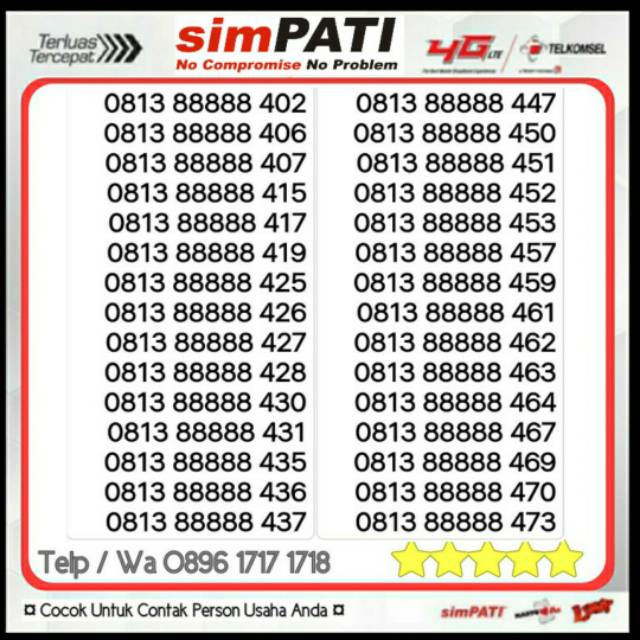 NOMOR CANTIK TELKOMSEL SIMPATI 4G 88888