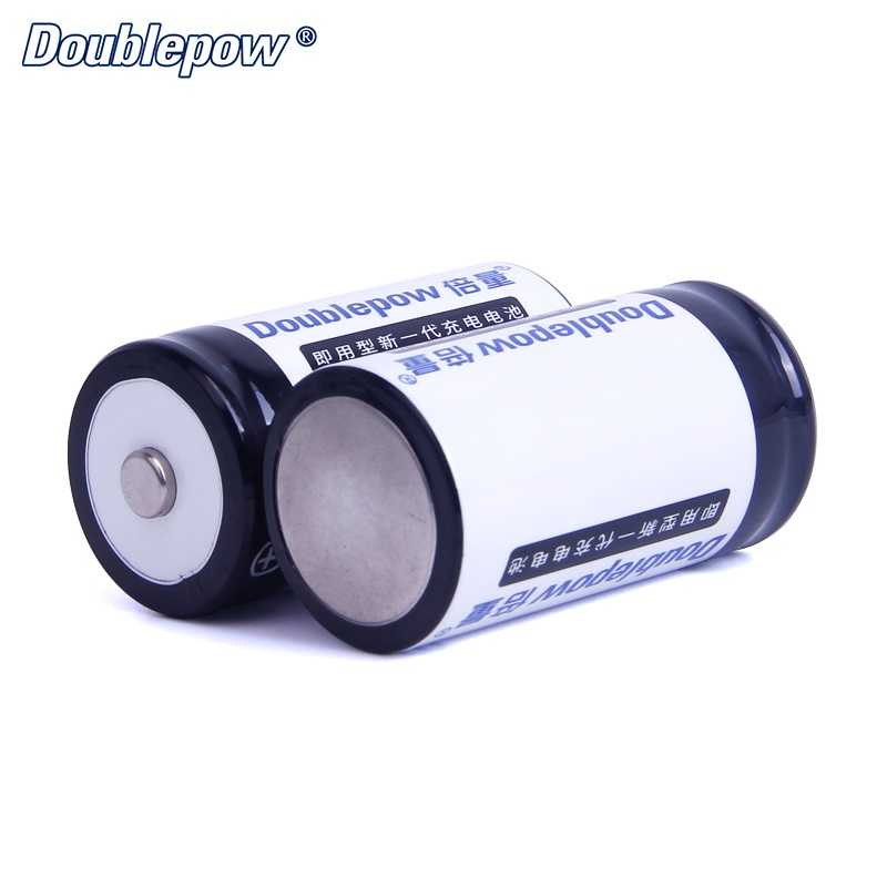 Doublepow Baterai Cas L14 LR14 C Ni-CD Rechargeable 1.2V 2750mAh 2PCS-Putih