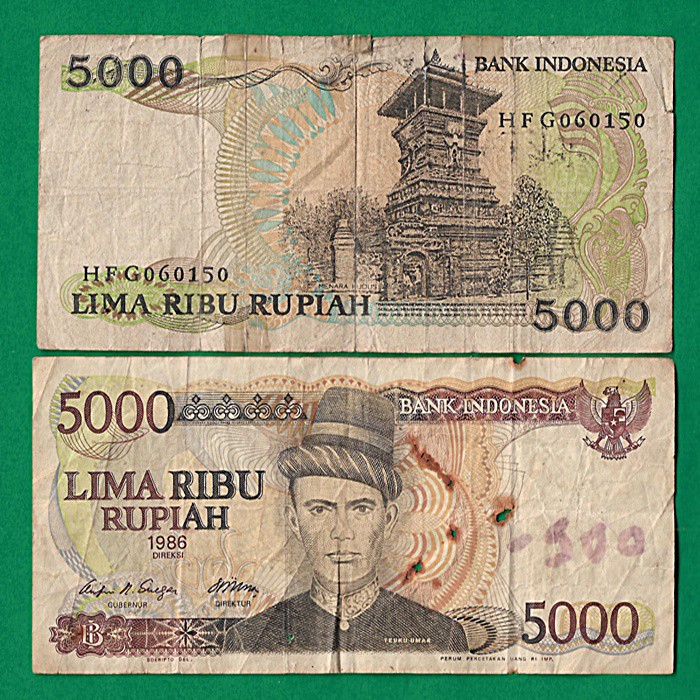 UK227 UANG KUNO INDONESIA ASLI 5000 RUPIAH TEUKU UMAR TAHUN 1986 KOLEKSI UANG LAMA MAHAR PERNIKAHAN