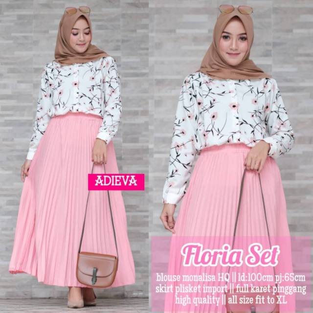 SET BLOUSEMONALISA + ROK PLISKET (FLORIA SET)