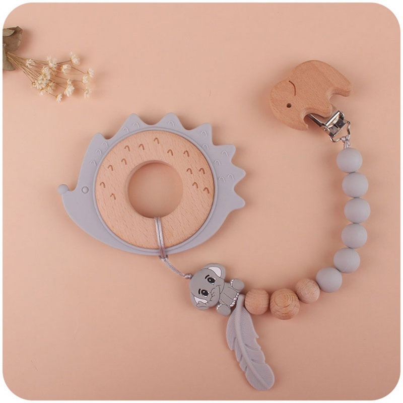 Mary Mainan Teether Bayi Bentuk Landak Kartun Bahan Silikon