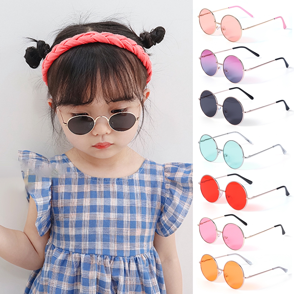 Row Kacamata Hitam Frame Bulat Anti Uv 400 Gaya Inggris Untuk Anak Laki-Laki/Perempuan