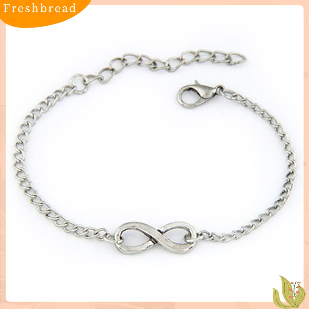 Fresh| Gelang Tangan Rantai Adjustable Aksen Infinity Metal Gaya Punk Untuk Wanita