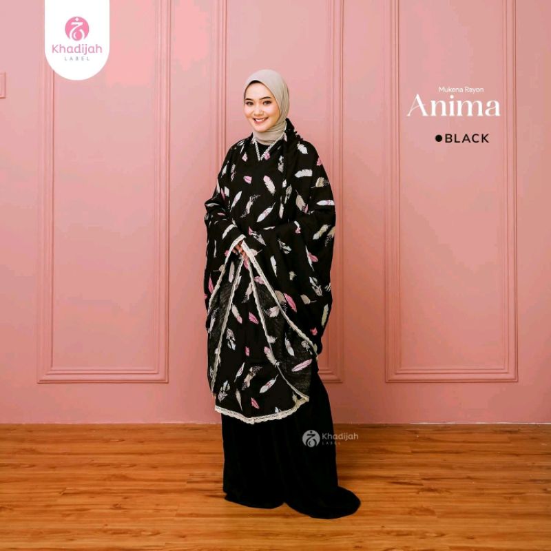 khadijah lebel~mukena dewasa anima semi jumbo L black