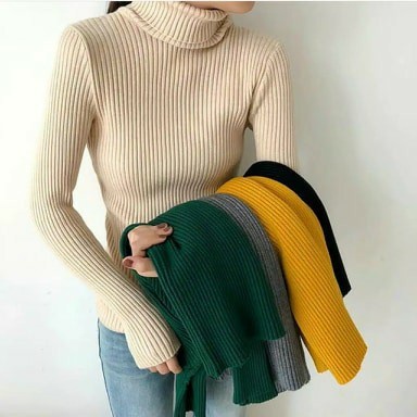 TURTLENECK KEISYA WANITA POLOS RAJUT PANJANG PREMIUM