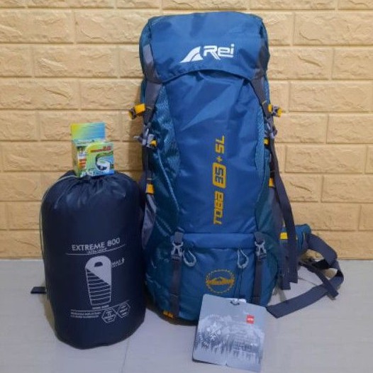 Paket Lengkap Carrier Rei Toba 35+5L / Paket Tas Gunung Rei Toba free coverbag