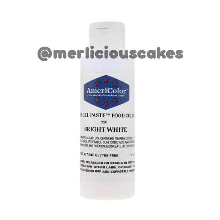 

Americolor Bright White Soft Gel Paste 6 Oz / 170 Gram