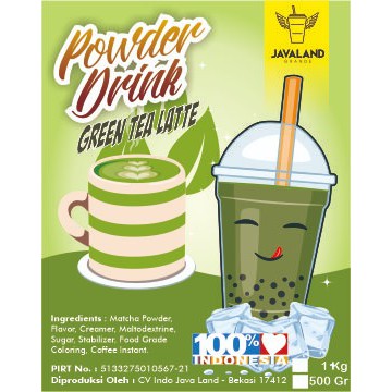 Javaland Bubuk Minuman Rasa Green Tea / Matcha Late 1Kg - Regular Plain | Bubble Powder Drink Boba