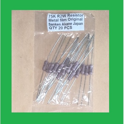 QTY 20 PCS 75K R2W Resistor Metal film Original Sanken Akane Japan