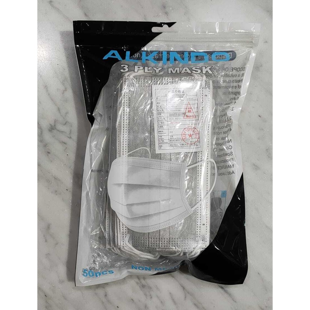 Alkindo Disposable Protective Non Medical Face Mask 3ply Isi 50 pcs Anti Virus Masker