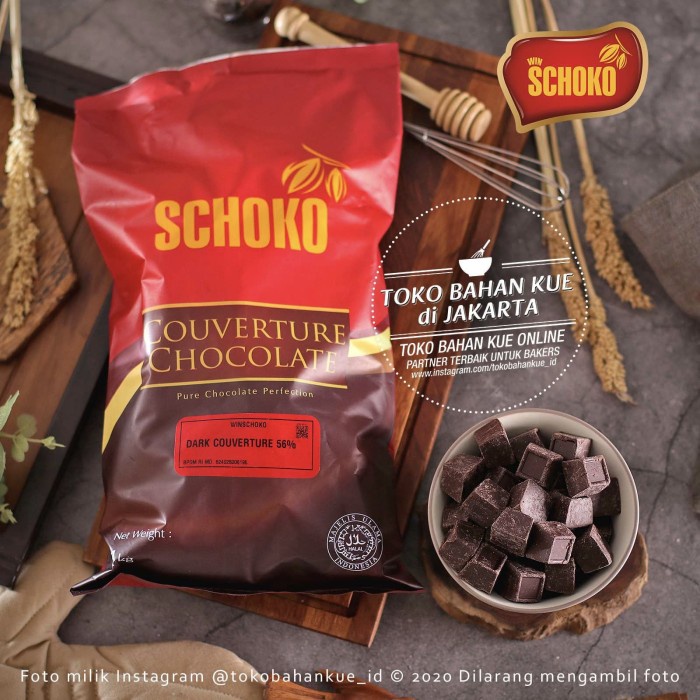 

ORIGINAL MURAH Schoko Dark Chocolate Couverture CUBE 56% 1kg Cokelat Baking Coklat