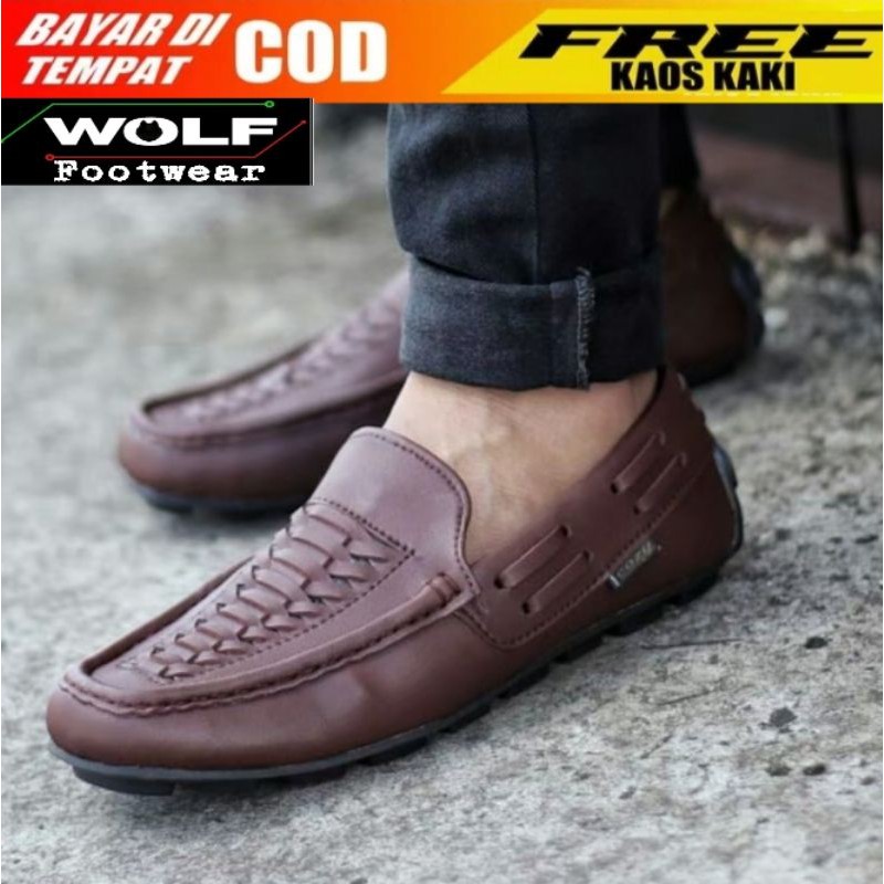 BERNARD BROWN |WOLF x COZY| Sepatu Pria sepatu casual pria sepatu slip on kasual Ori trendy