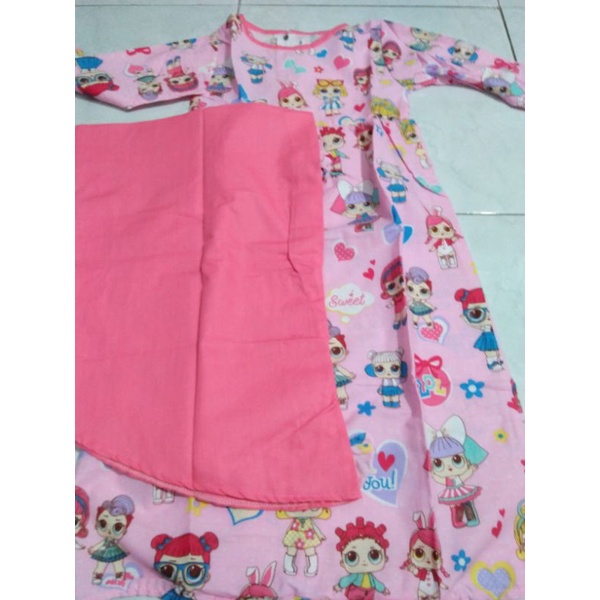 gamis anak perempuan set hijab/gamis anak karakter