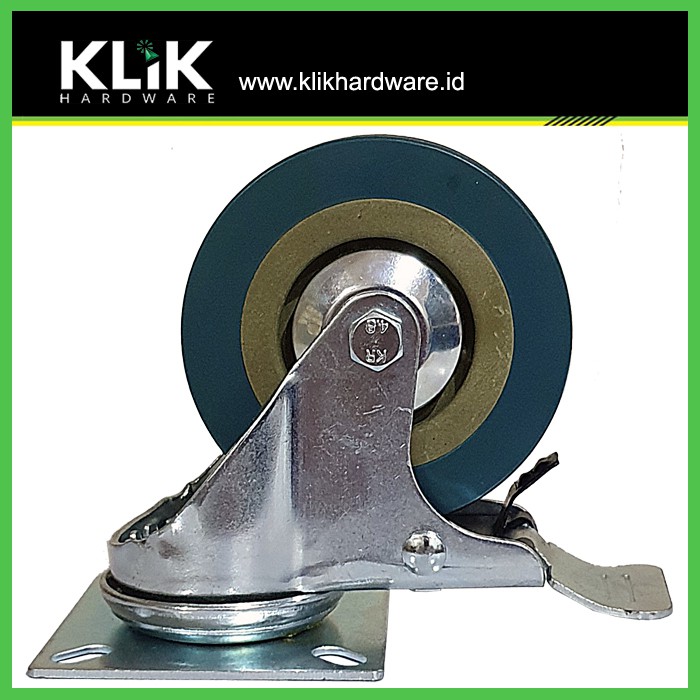 Roda Karet 3 Inch Hidup Rem - Roda Kastor Etalase Troli Trolley 75 mm