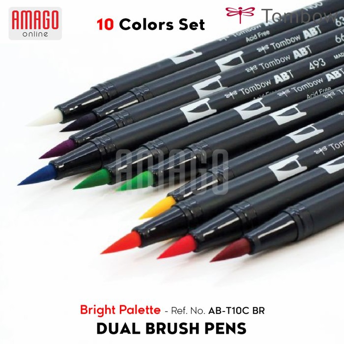 TOMBOW Dual Brush Pens - BRIGHT Palette of 10 colors - AB-T10C BR