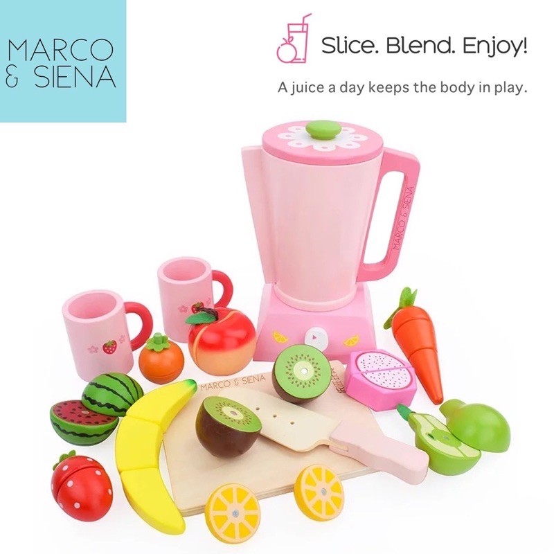 [PREMIUM] MARCO SIENA Mainan Blender Jus Buah Kayu / Wooden Smoothie Juicer Mixer Set | Edukasi