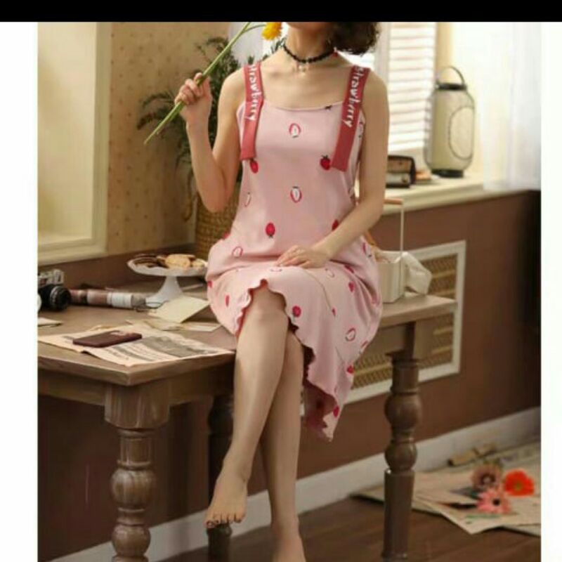 Daster tali kekinian - Daster wanita import - Daster spandex tali / Daster Lengan Buntung Import / Daster wanita terbaru / Daster Korean
