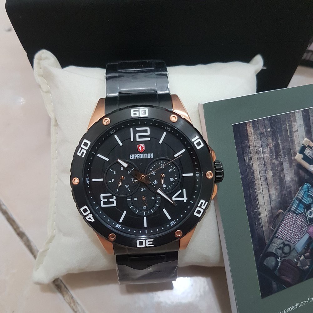 JAM TANGAN EXPEDITION WATCH 6719 PRIA ROSEGOLD BLACK ORIGINAL