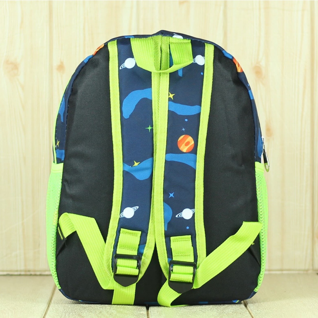 Tas Ransel Backpack Anak Perempuan Laki laki Import Space Hijau Sekolah TK SD PAUD Kecil Mini Impor Karakter Kartun Embos