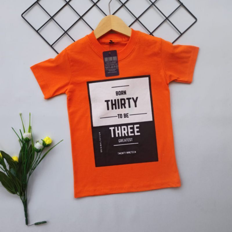 COD ~ Kaos katun anak 2-8tahun (WARNA ORANGE) thirty three / Kaos thirteen distro anak 2 3 4 5 6 8 t