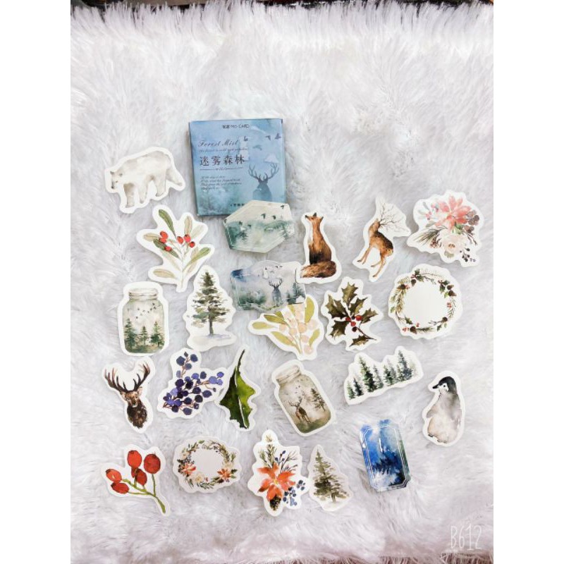 

sticker scrapbook/scrapbook kawaii/stiker kawaii/motif forest-animal and trees