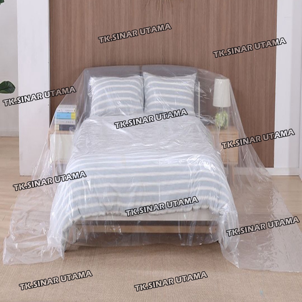 Plastik Penutup Furniture Meteran D Tutup Pelindung Funitur Bungkus Pembungkus Barang Sofa Kasur Spring Bed Lemari Baju Perabotan Perabot Rumah Tangga Alas Tembok Cat Etalase Renovasi Terpal Cuci AC Anti Air Hujan dan Debu D