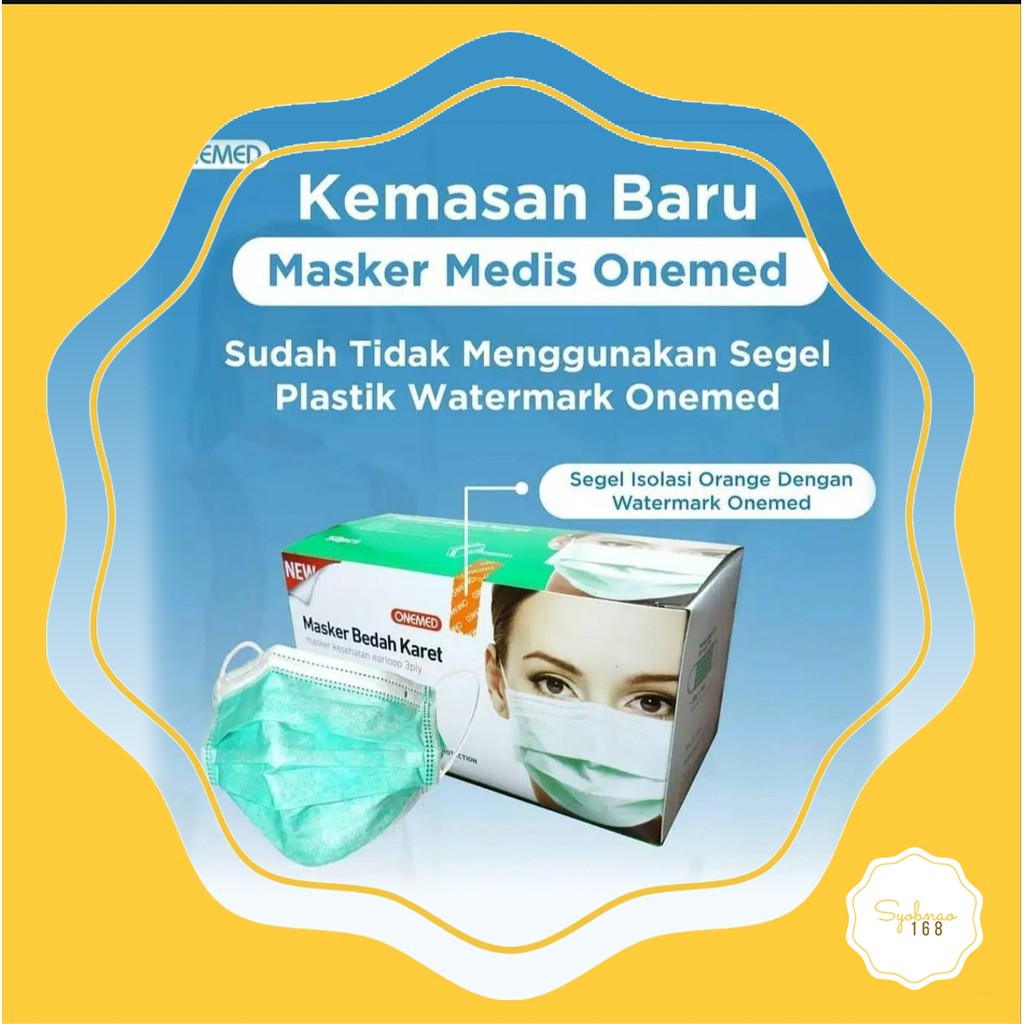 OneMed masker medis 3ply (hijau / kuning / Tie On Tali) merk One Med