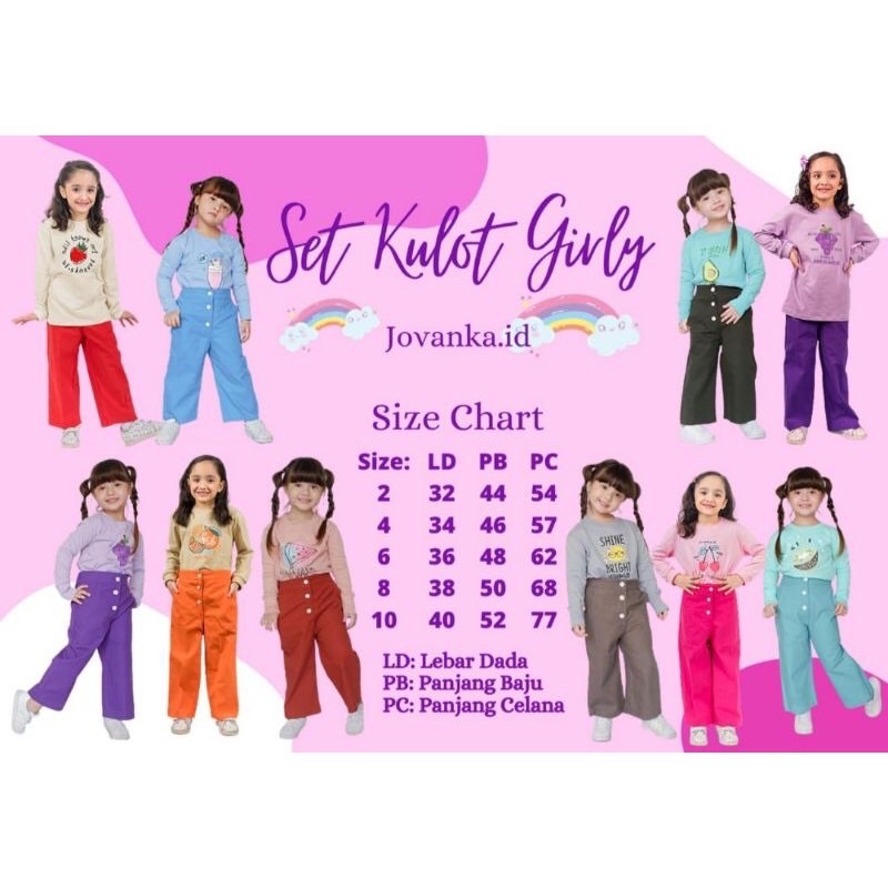 (Ready-bisa COD) Set Kulot Girly JOVANKA.ID size 2-10 th