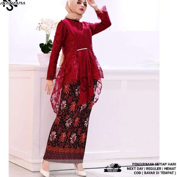 Paling Sesuai.. Kebaya Akad Nikah Modern Aurora Selendang Kebaya Wanita Modern Aurora Selendang Set 